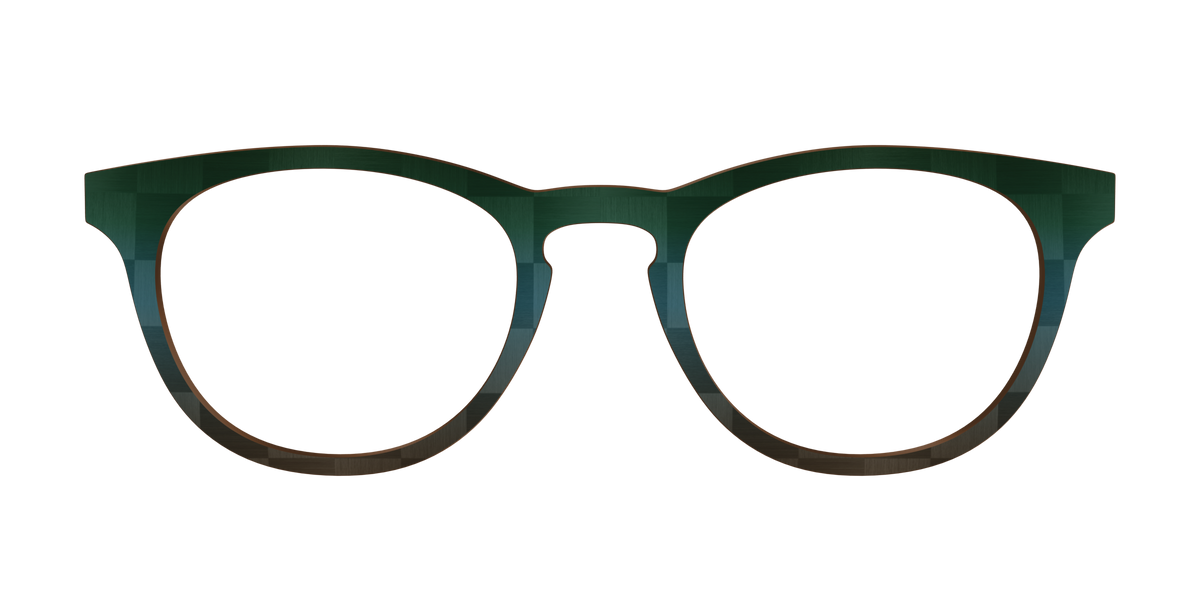 The Teal to Walnut Matte Check - Front Top Image - Pair Eyewear