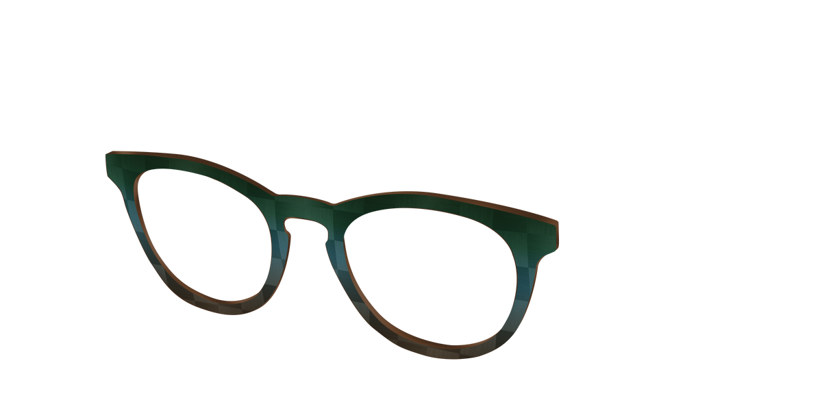 The Teal to Walnut Matte Check - Angle Top Image - Pair Eyewear