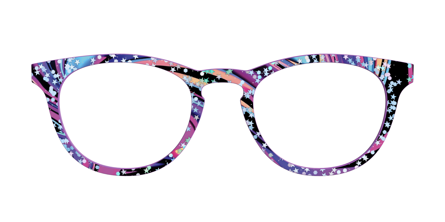The Vaporwave Marble with Star Glitter - Front Top Image - Pair Eyewear
