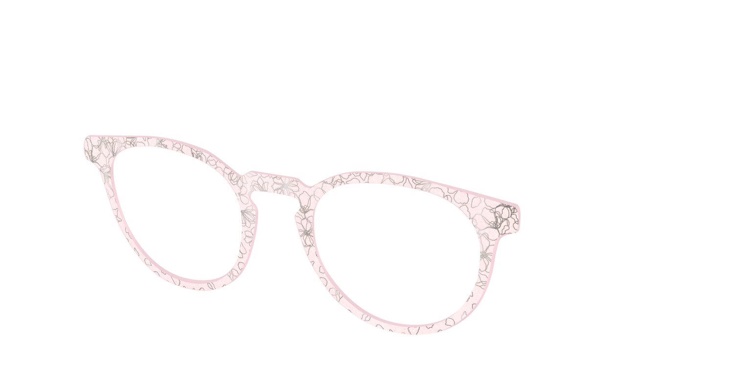 The Pink Shimmer Petals with Silver Foil - Angle Top Image - Pair Eyewear