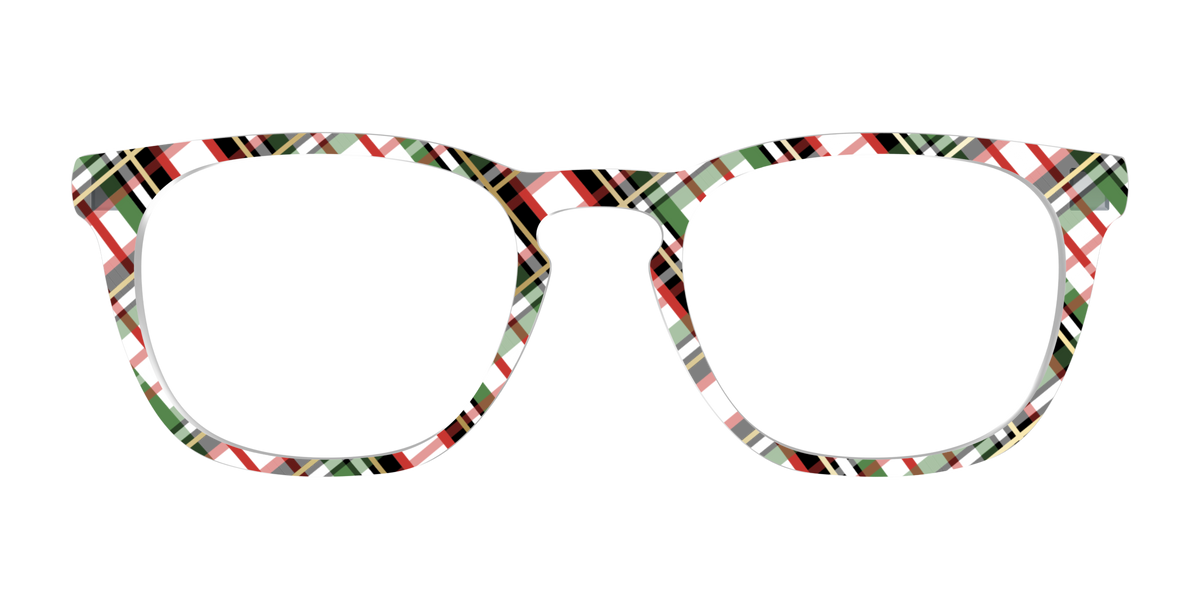 The Evergreen Plaid with Foil Crystal - Front Top Image - Pair Eyewear