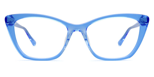 The Wanda cat eye eyeglasses in blue clear acetate by Pair Eyewear