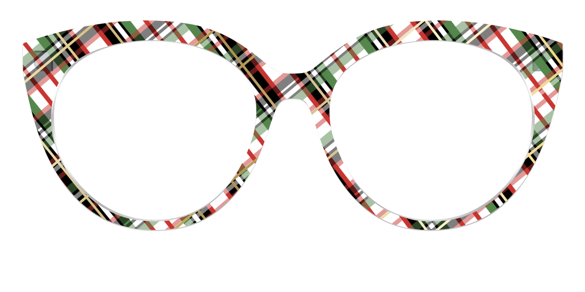 The Evergreen Plaid with Foil Crystal - Front Top Image - Pair Eyewear