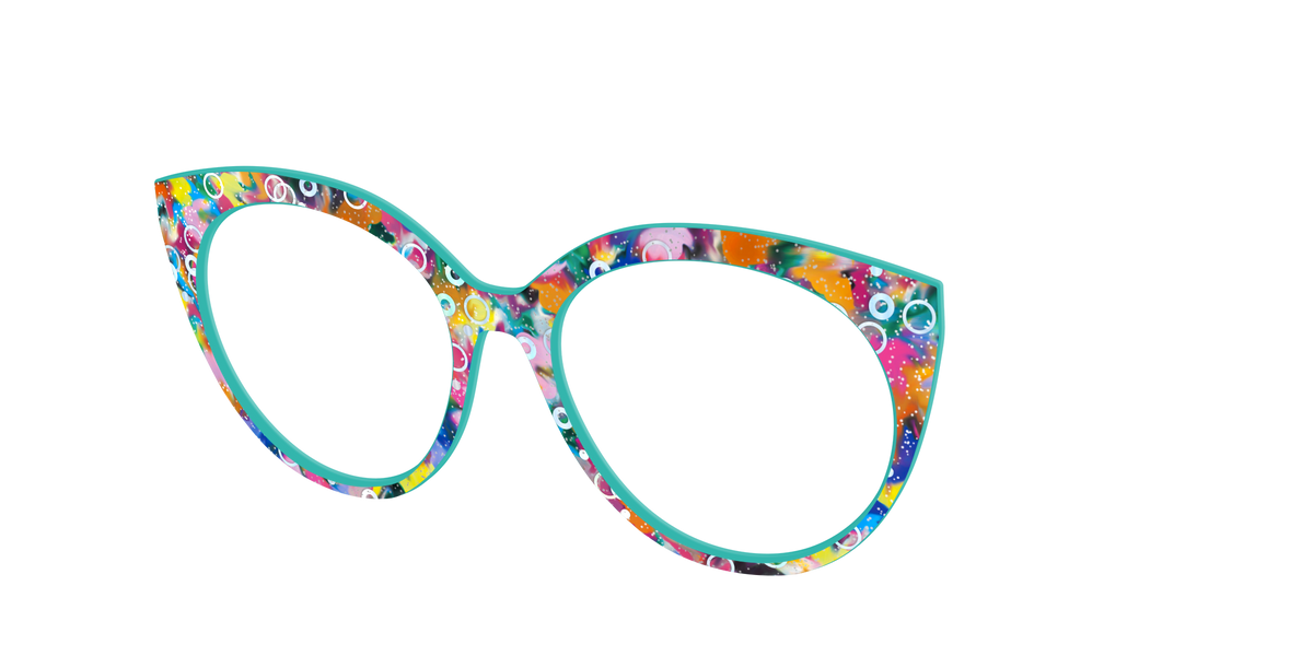 The Imaginative Tortoise with Bubble Glitter - Angle Top Image - Pair Eyewear