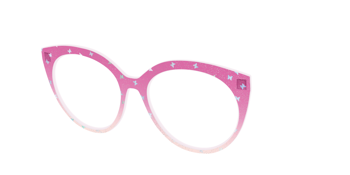 The Pink Butterfly Sparkle Crystal - Angle Top Image - Pair Eyewear