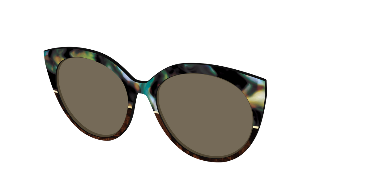 The Polarized Mirage Split with Gold Foil Sun Top - Angle Top Image - Pair Eyewear