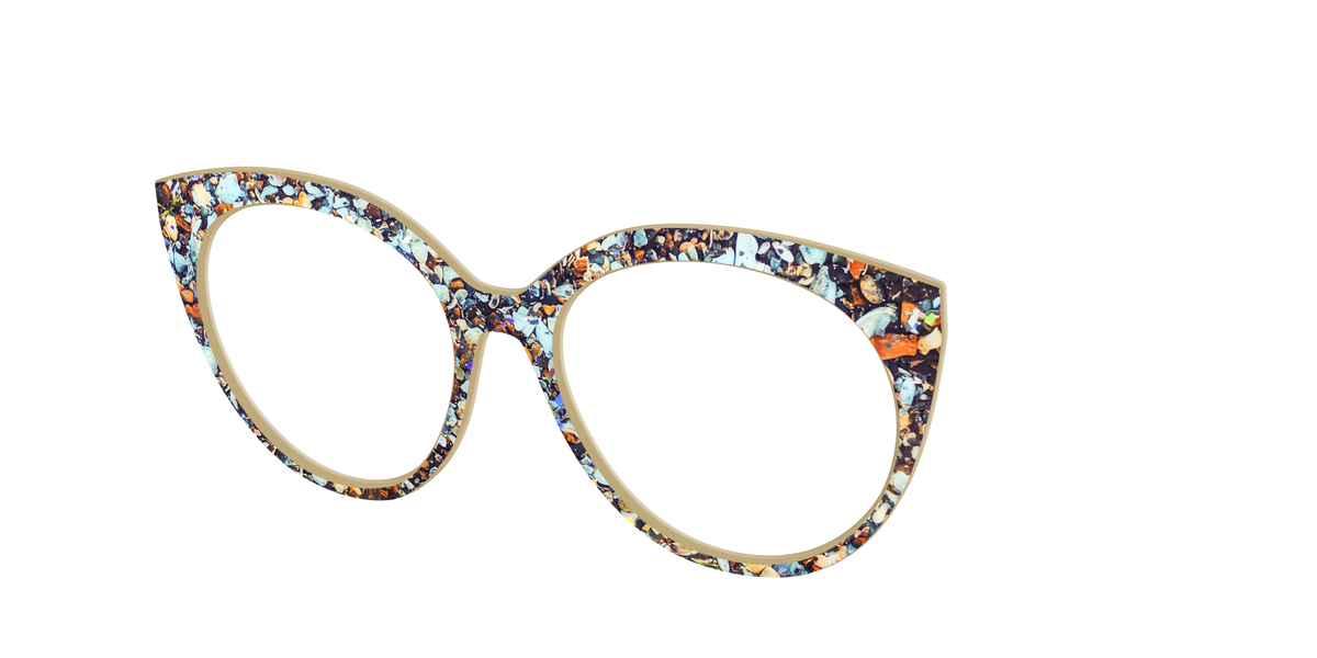 The Seashell Tortoise with Holographic Glitter - Angle Top Image - Pair Eyewear