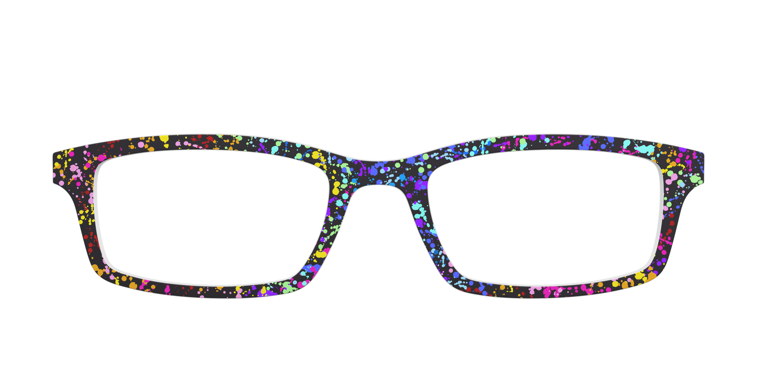 The Rainbow Splatter Black - Front Top Image - Pair Eyewear